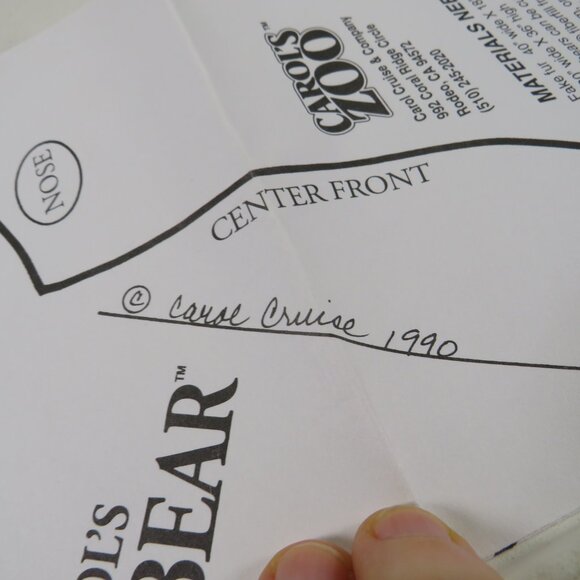 Carol's Zoo Newbear Sewing Pattern Teddy Bear UNCUT 1990s Stuffed Animal - Picture 3 of 5